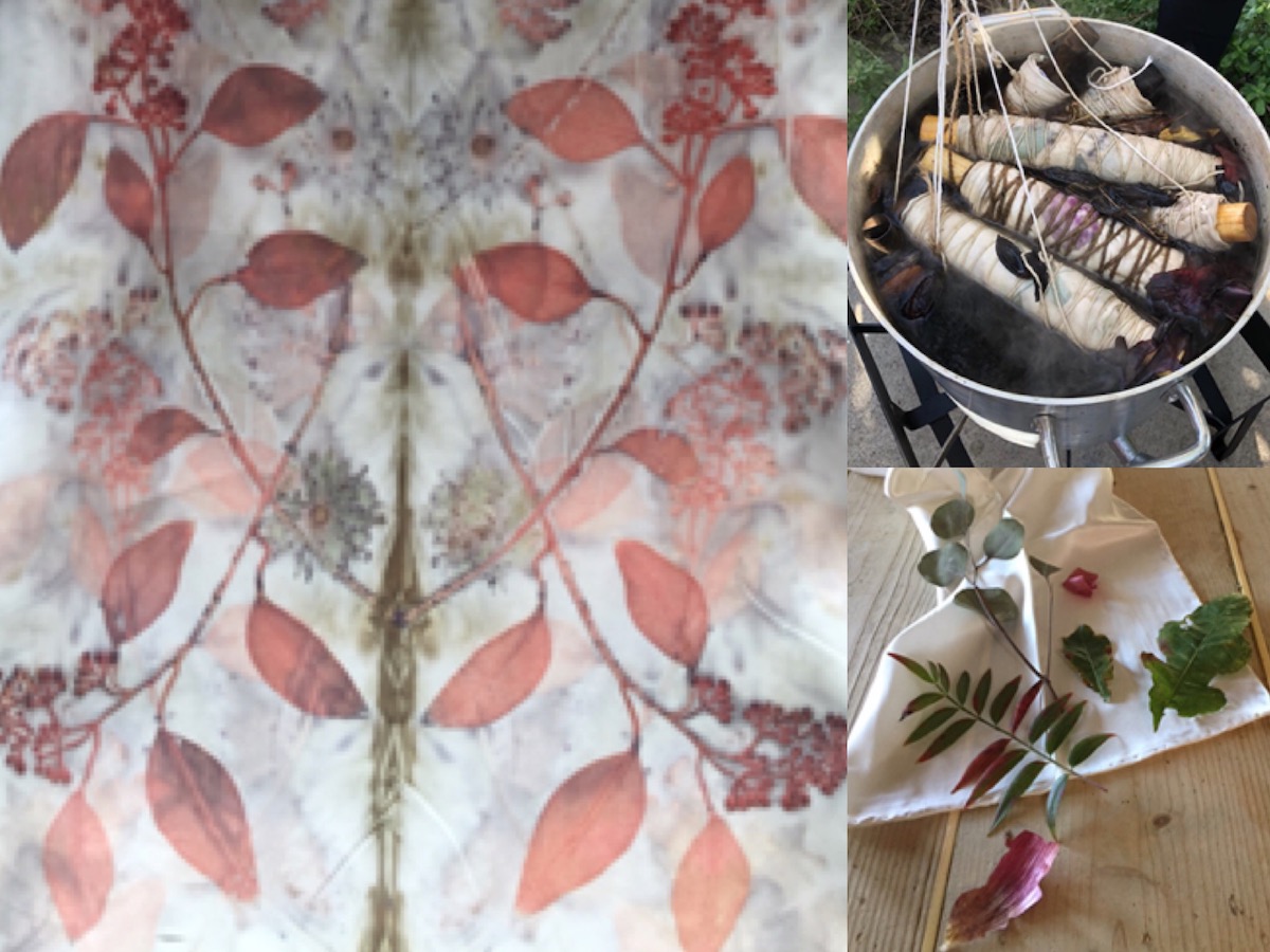 A collage of a variety of methods of eco-printing.